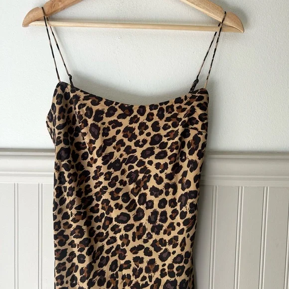 ⭐️ NEW Abercrombie & Fitch XS Petite Leopard Animal Print Midi Dress - Picture 4 of 10